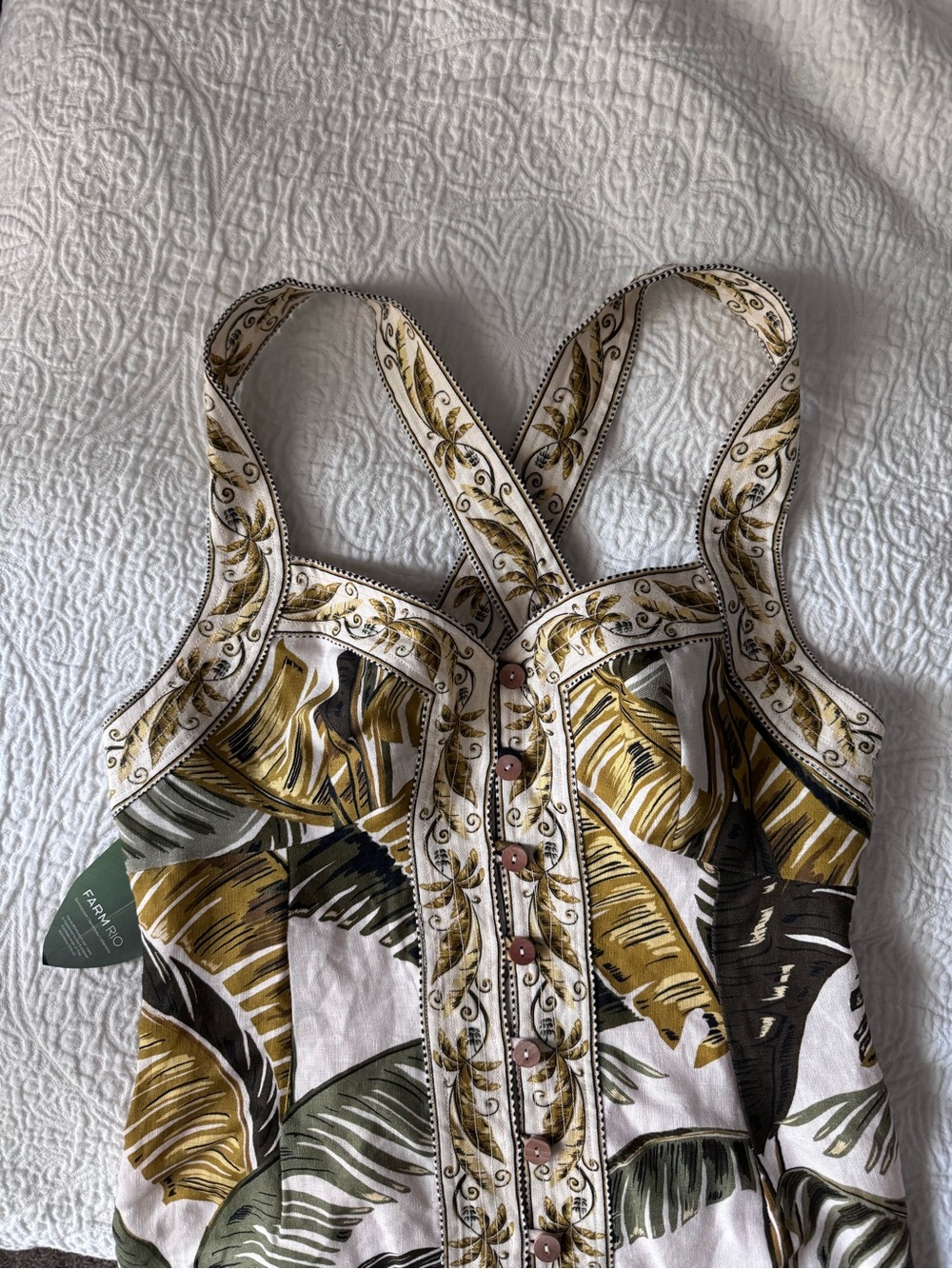 Farm Rio Off-White Trancoso Buttoned Mini Dress - Picture 7 of 11